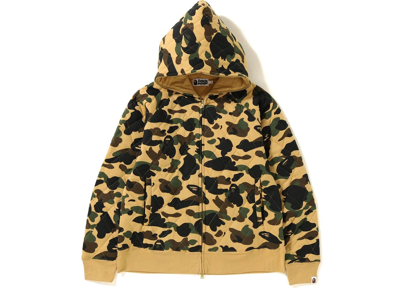 BAPE 1st Camo Quilting Wide Full Zip Hoodie Yellow