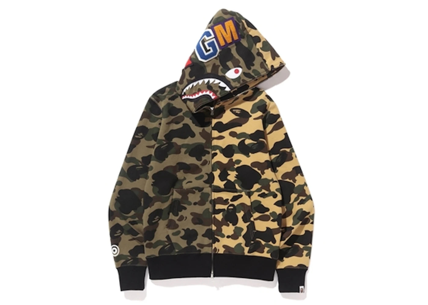 BAPE 1st Camo Half Shark Full Zip Hoodie Green Camo