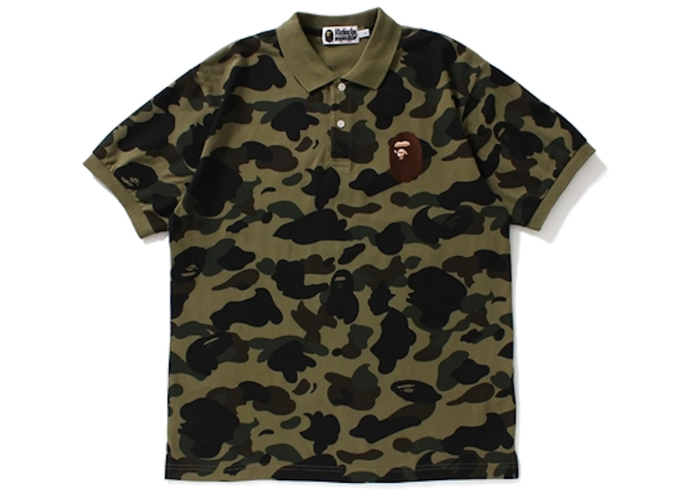 BAPE 1st Camo Large Ape Head Polo Green