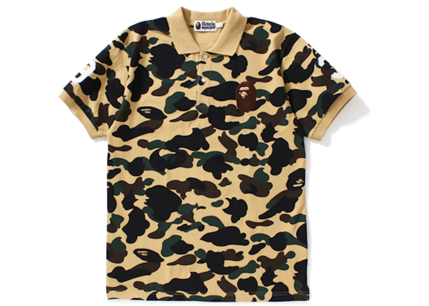 BAPE 1st Camo Large Ape Head Polo Sleeve Print Yellow