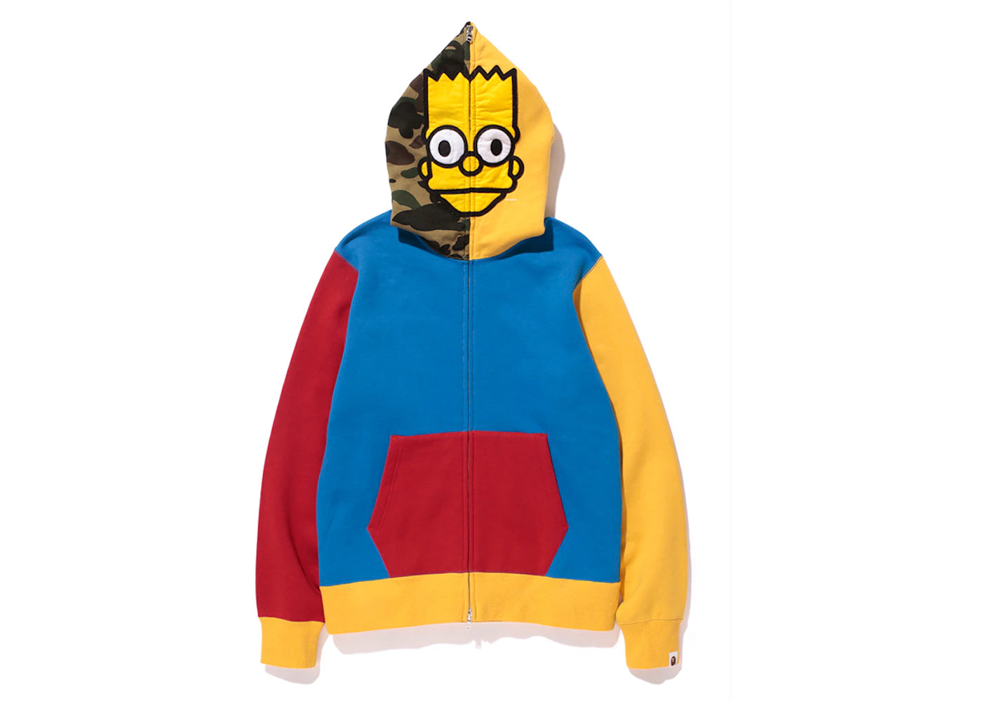 BAPE X The Simpsons Crazy Color Bart Face Hoodie Blue/Red/Yellow