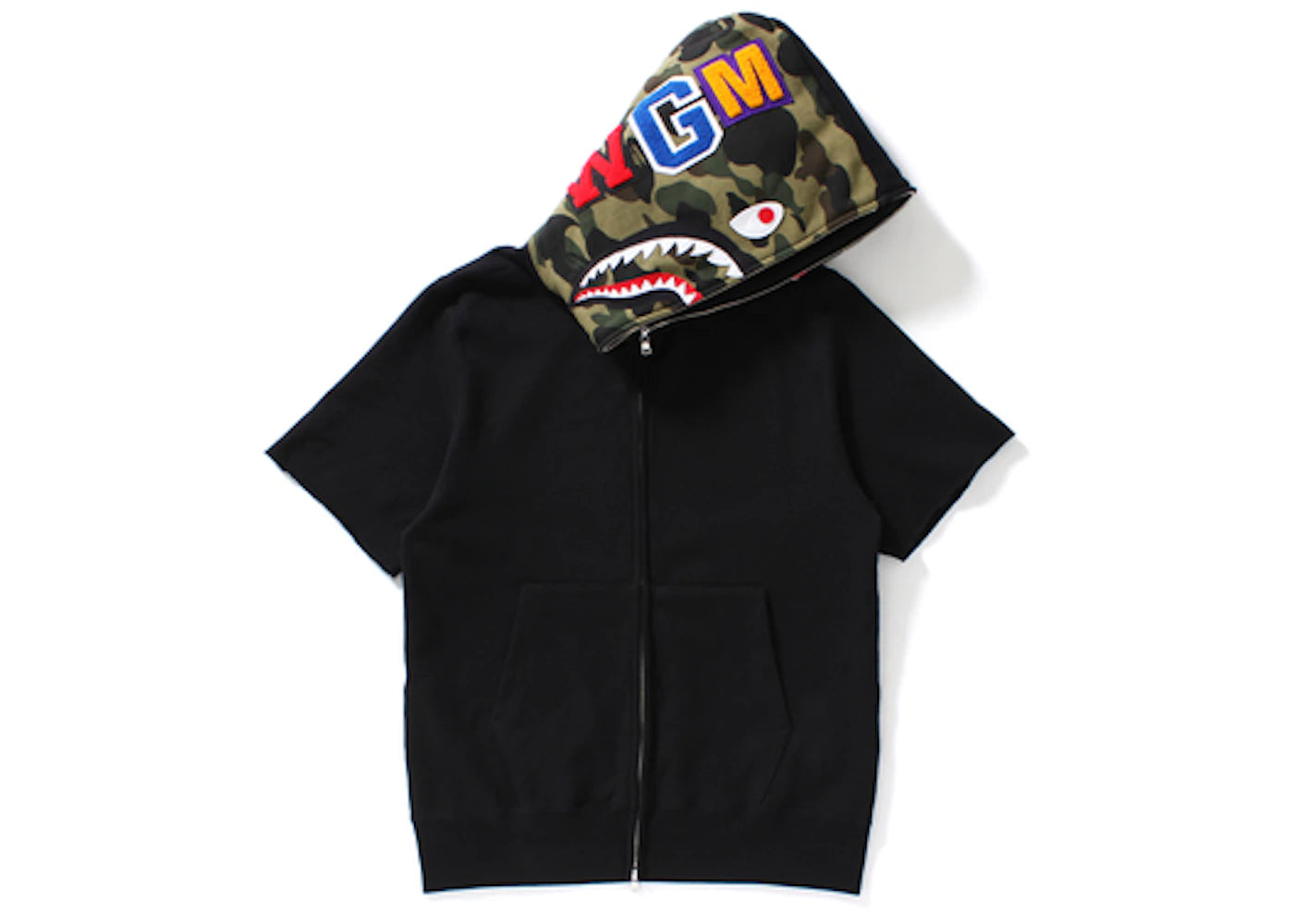 BAPE Shark Short Sleeve Full Zip Hoodie Black