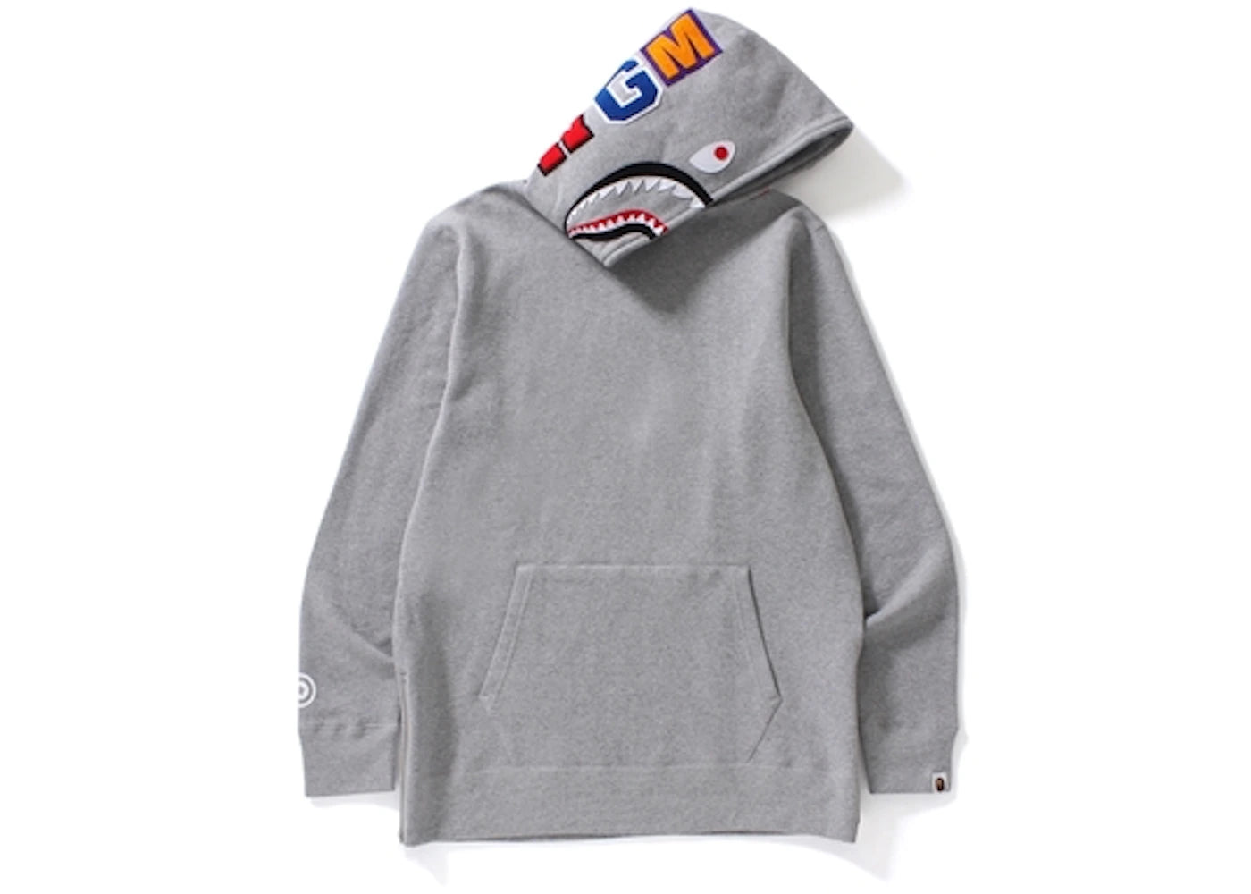 BAPE Shark Side Zip Wide Long Length Pullover Hoodie Gray