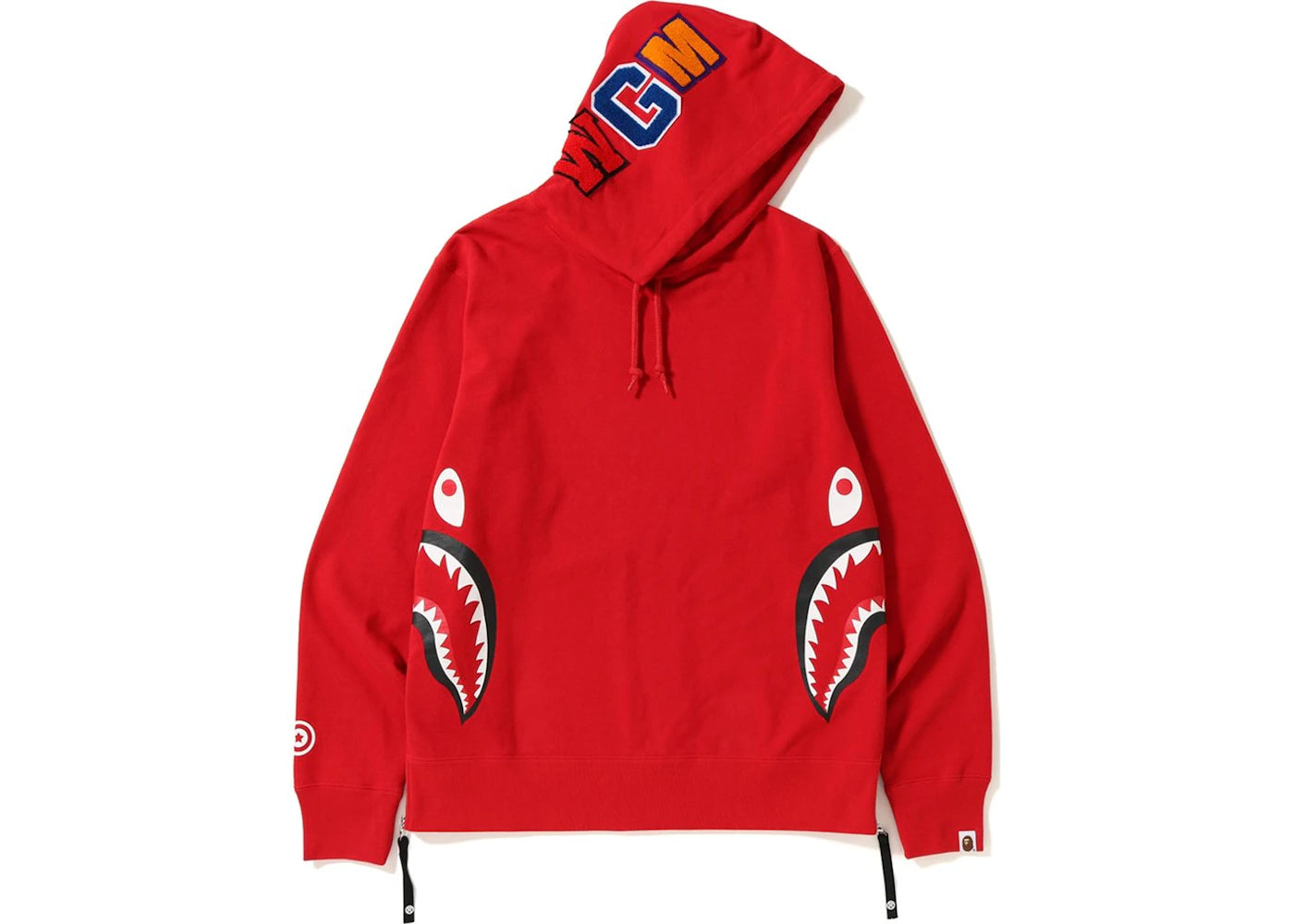 BAPE Side Zip Shark Wide Pullover Hoodie Red