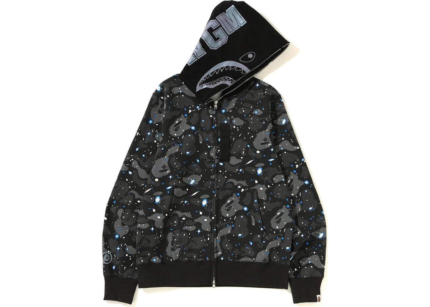 BAPE Space Camo Shark Full Zip Hoodie Black