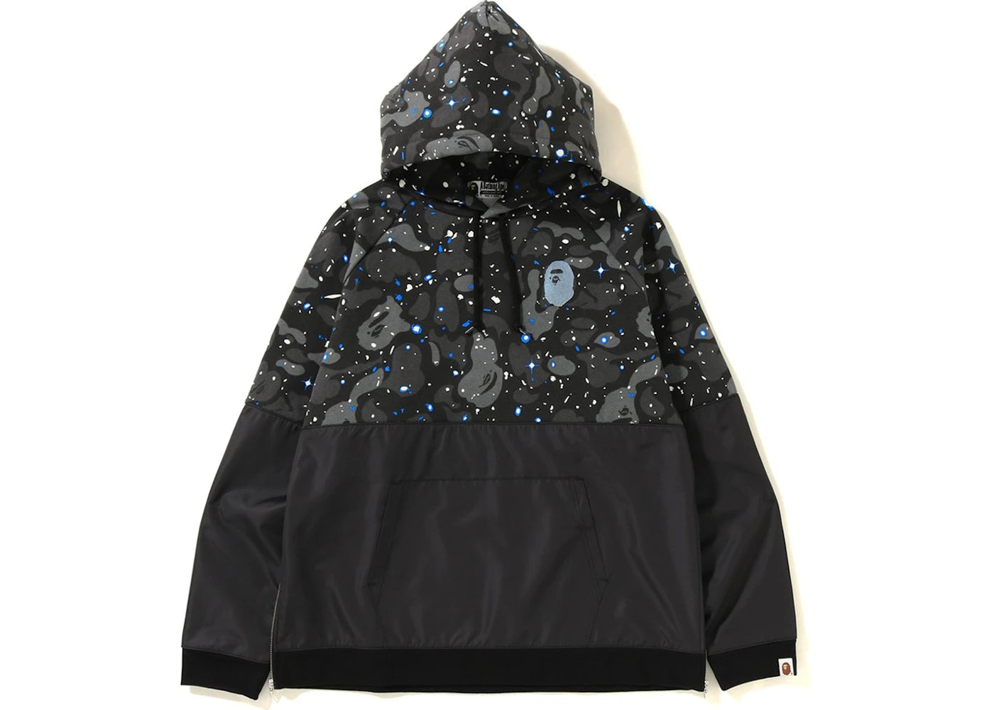 BAPE Space Camo Wide Side Zip Pullover Hoodie Black