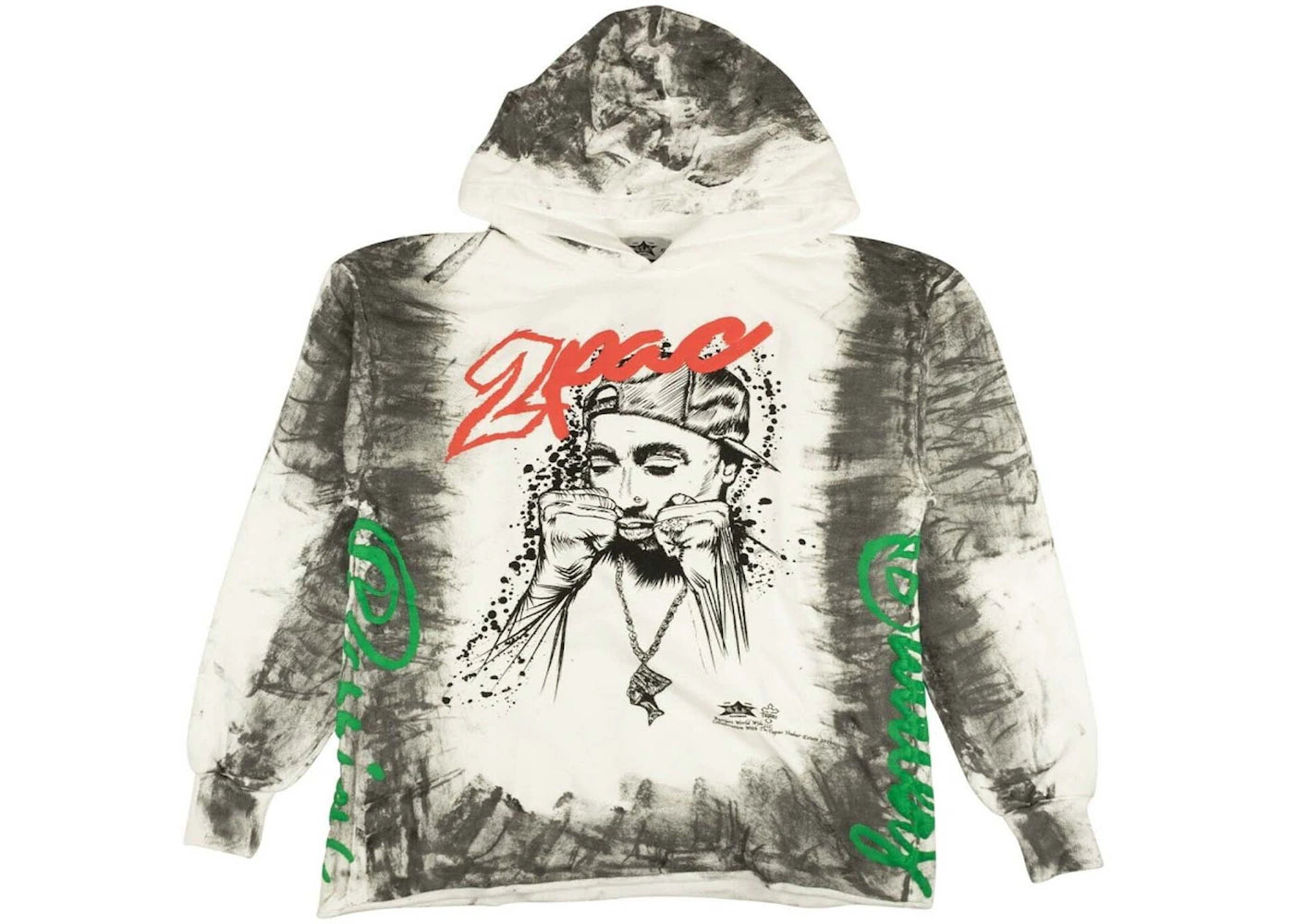 Barriers 2Pac Hoodie Sweatshirt White/Red/Green