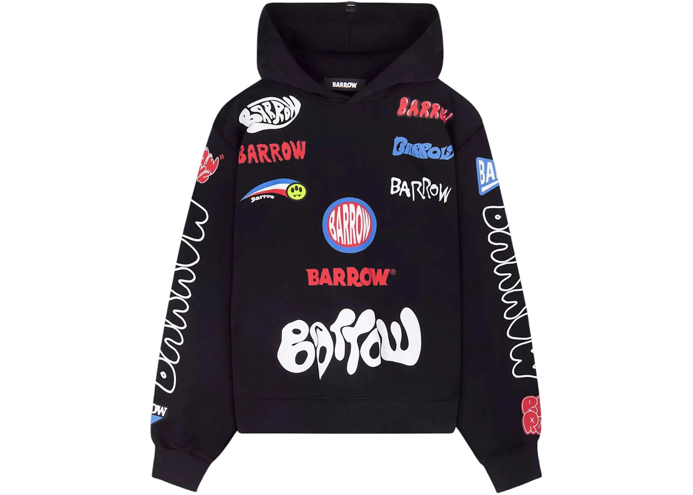 Barrow AOP Logo Hoodie Black