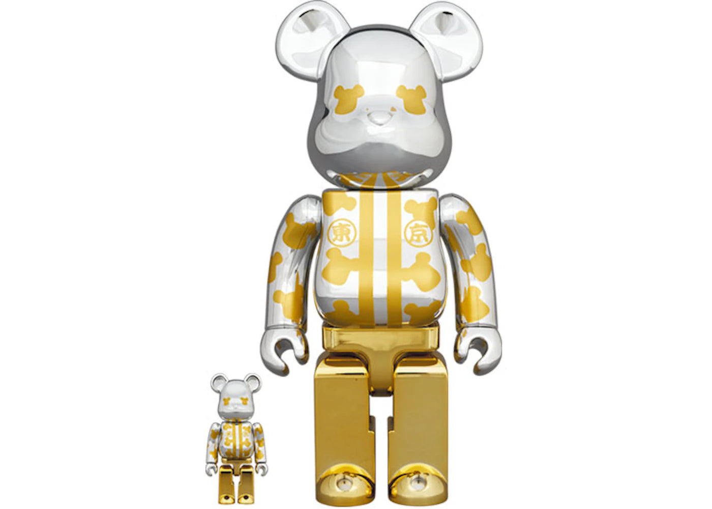 Bearbrick Happy Tokyo Silver Plated 100% & 400% Set