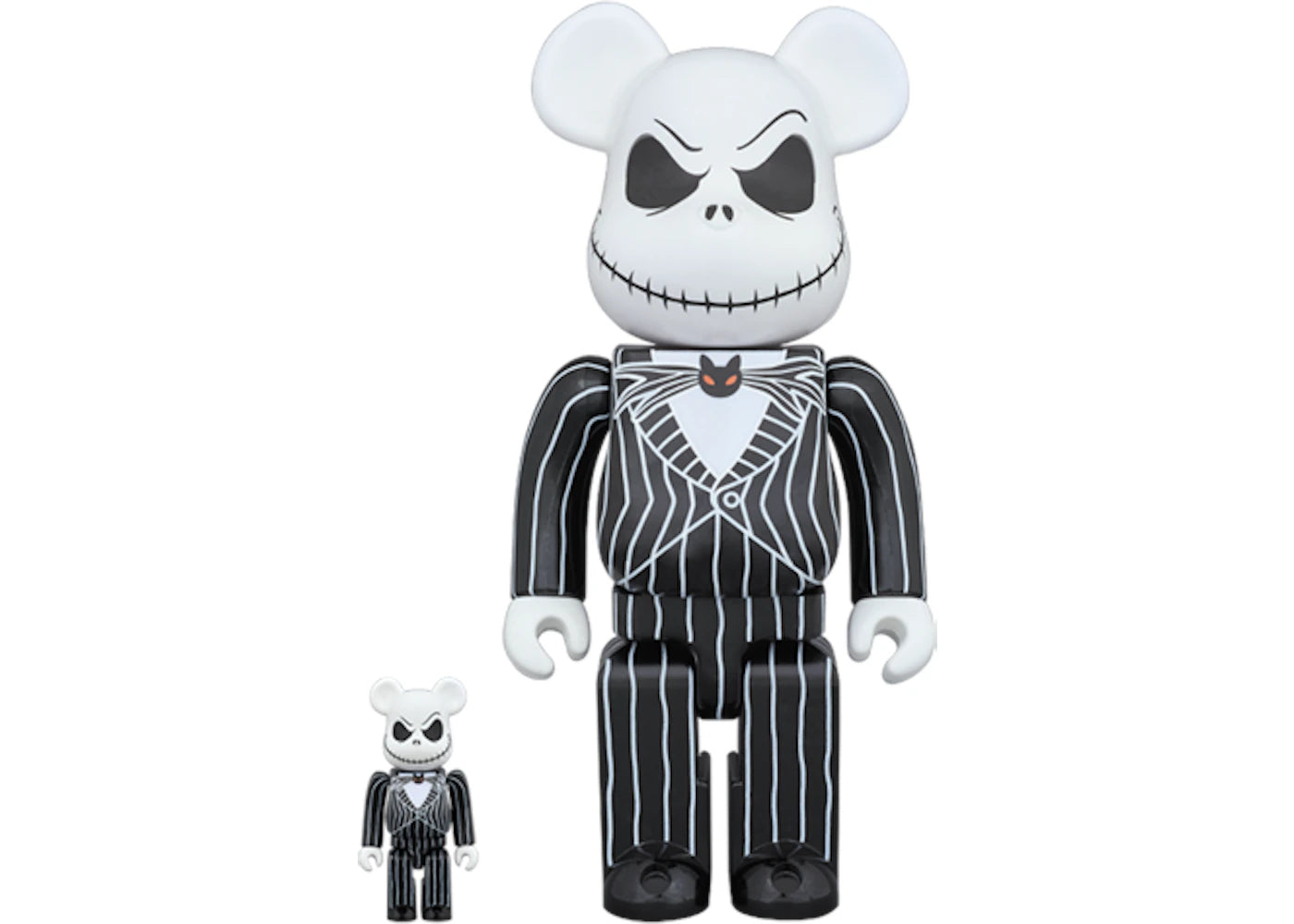 Bearbrick x Disney Tim Burton's The Nightmare Before Christmas Jack Skellington 100% & 400% Set Black