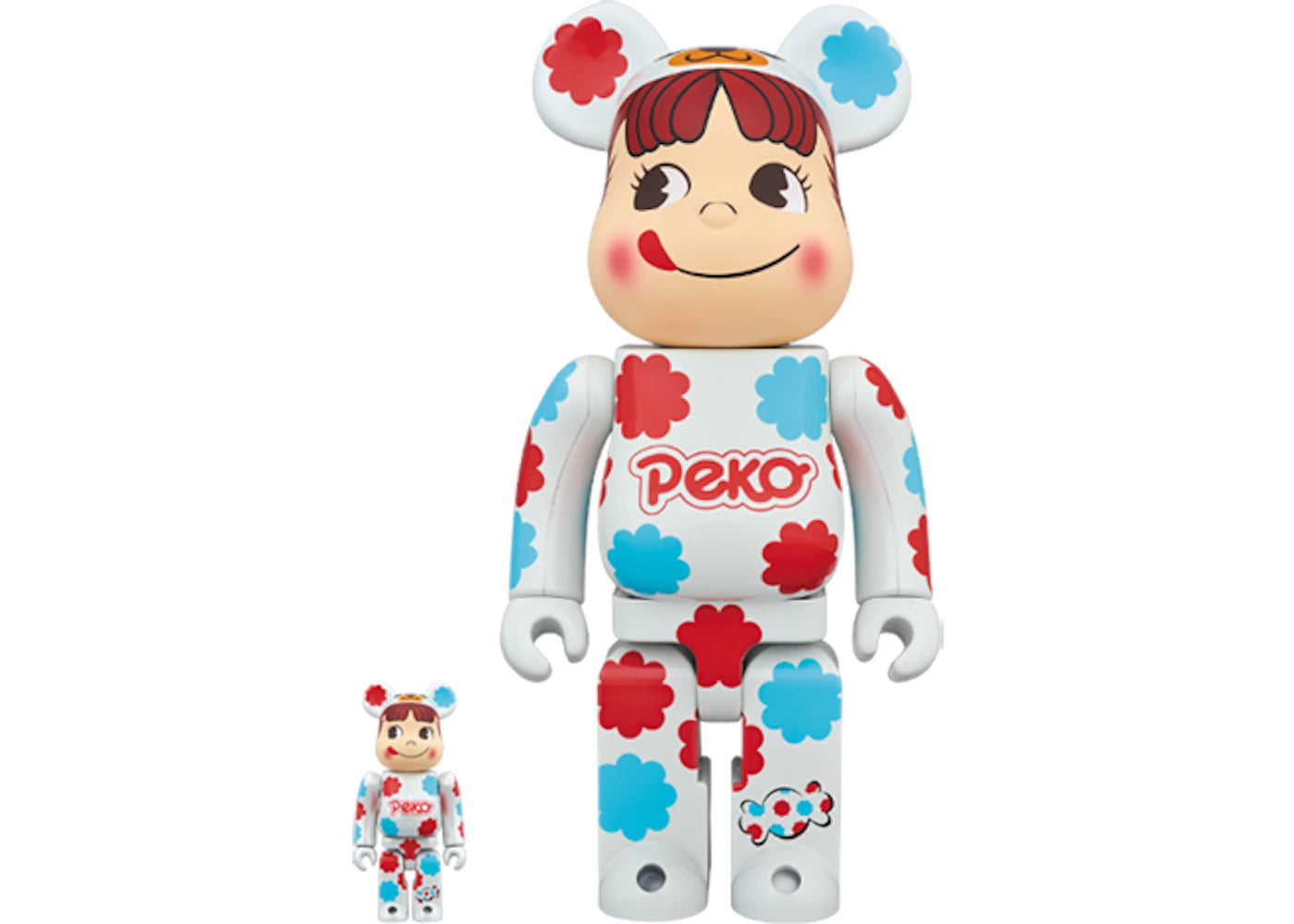 Bearbrick Kigurumi Peko-chan Milky White Plating 100% & 400% Set