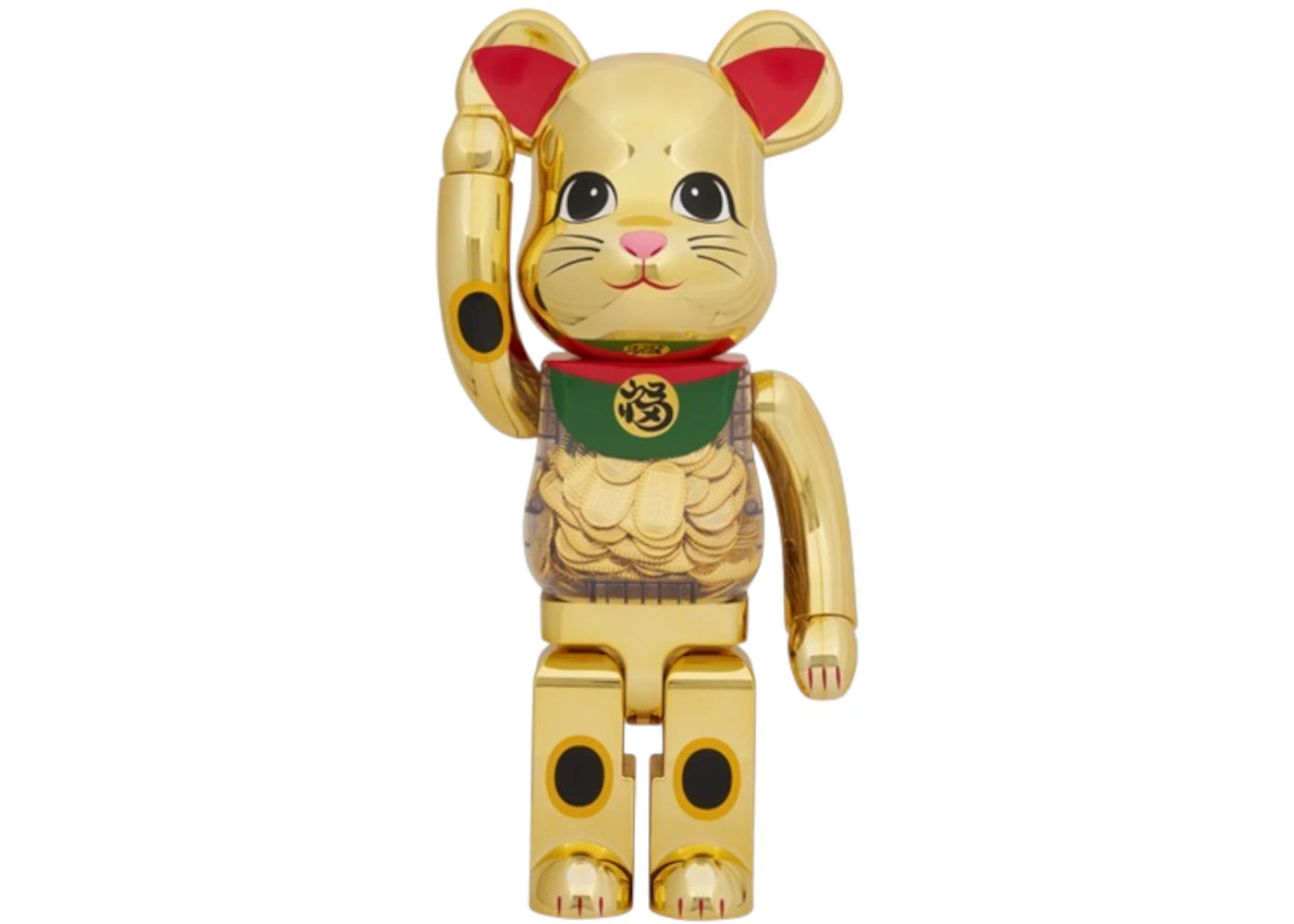Bearbrick Lucky Cat Oval Good Luck Gold Plated (Open Eyes) 1000%