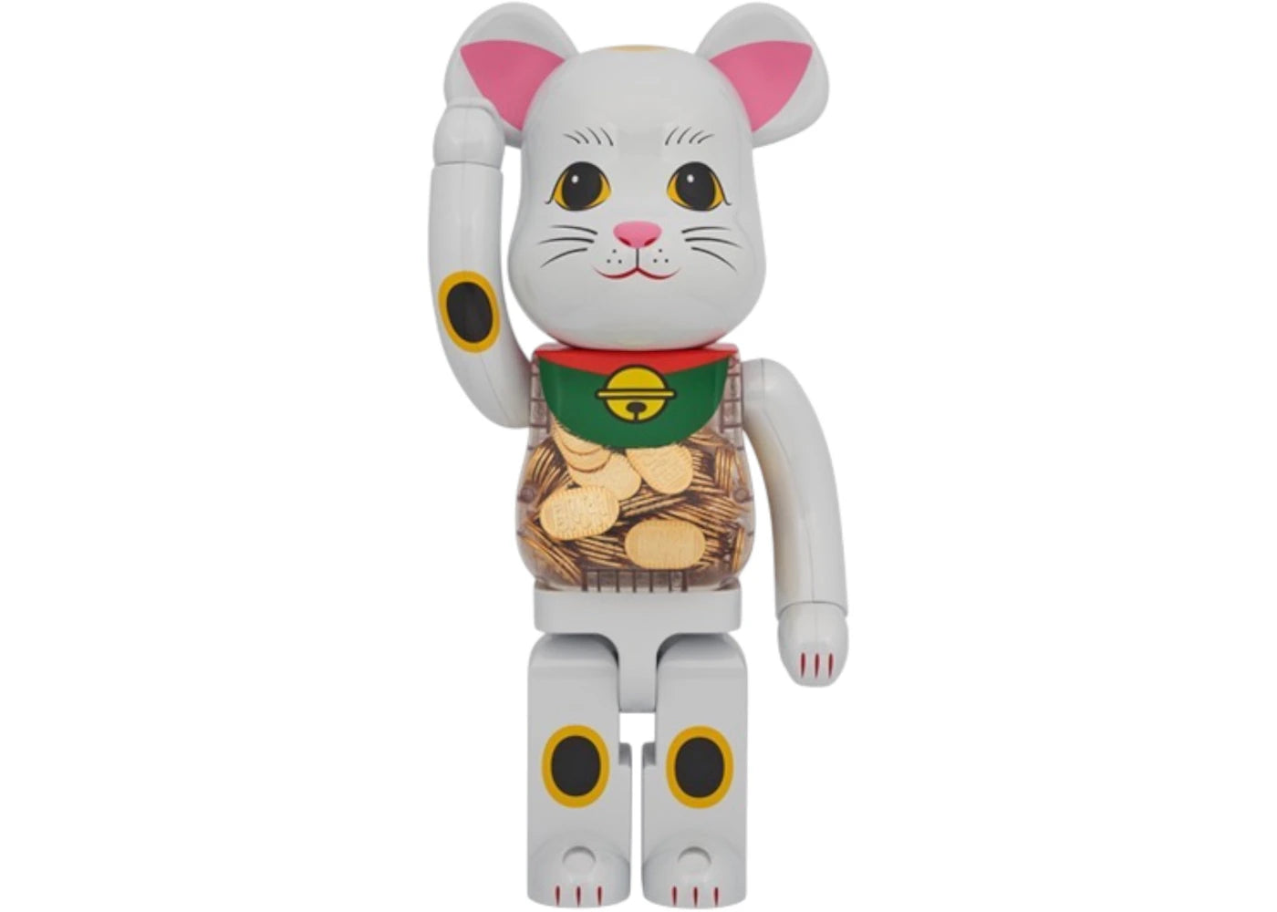 Bearbrick Lucky Cat Oval White Plated 1000%