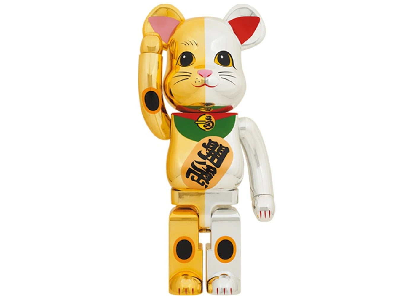 Bearbrick Lucky Cat Ten Million Gold x Good Luck Silver 1000% Gold/Silver