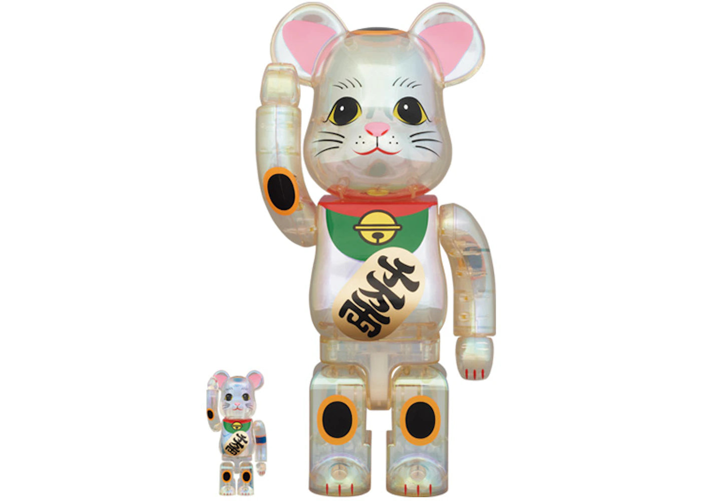 Bearbrick Maneki Neko 100% & 400% Set Transparent Plating