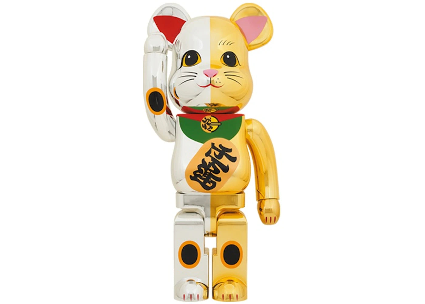 Bearbrick Maneki Neko Good Luck Silver x Ten Million Gold 1000% Silver/Gold