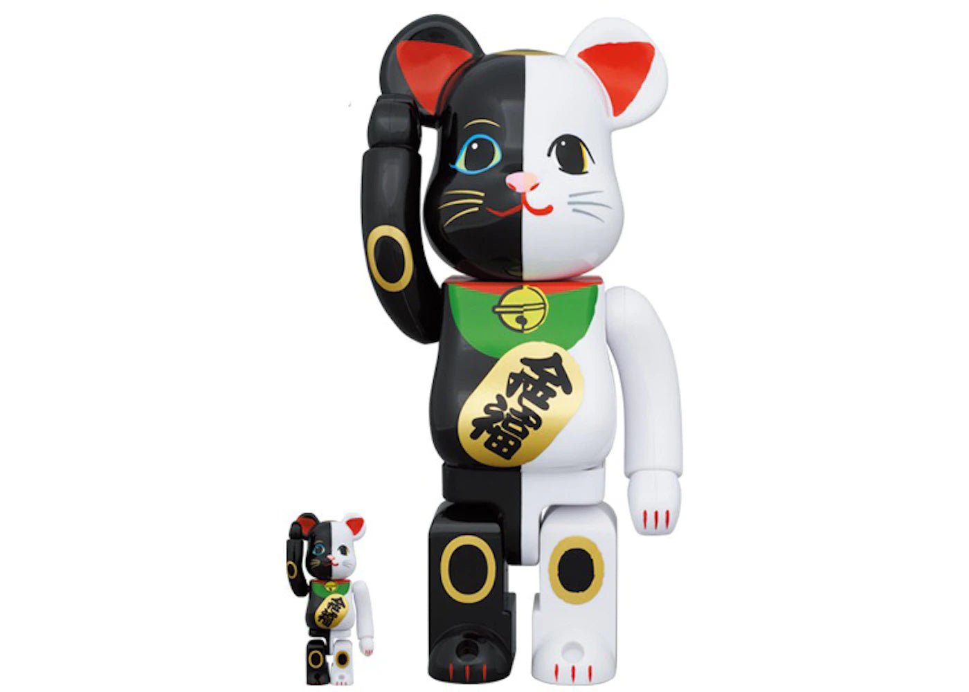 Bearbrick Maneki Neko Invitation Black x Fortune White 100% & 400% Set