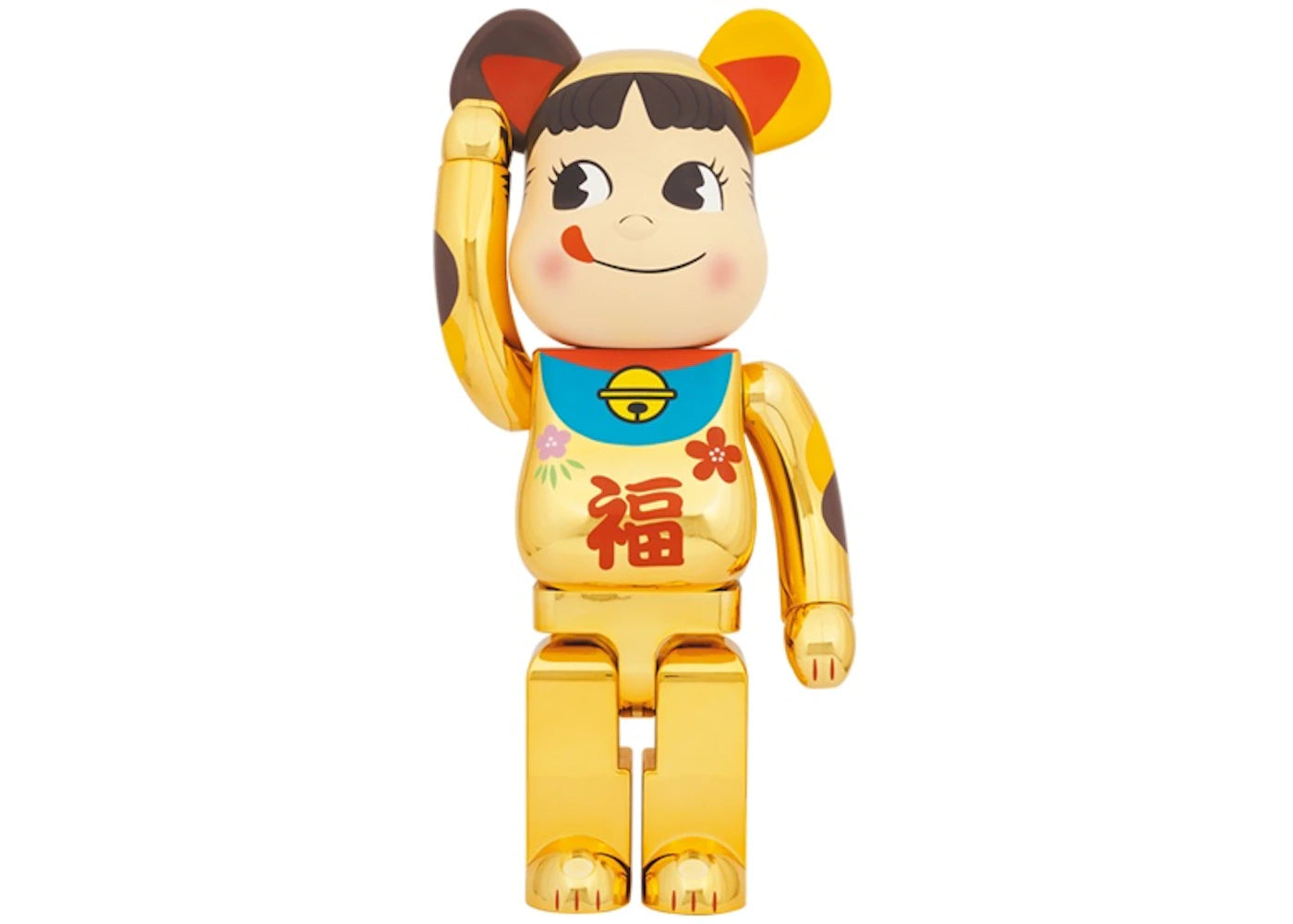 Bearbrick Maneki Neko Peko-chan Fuku 1000% Gold Plated
