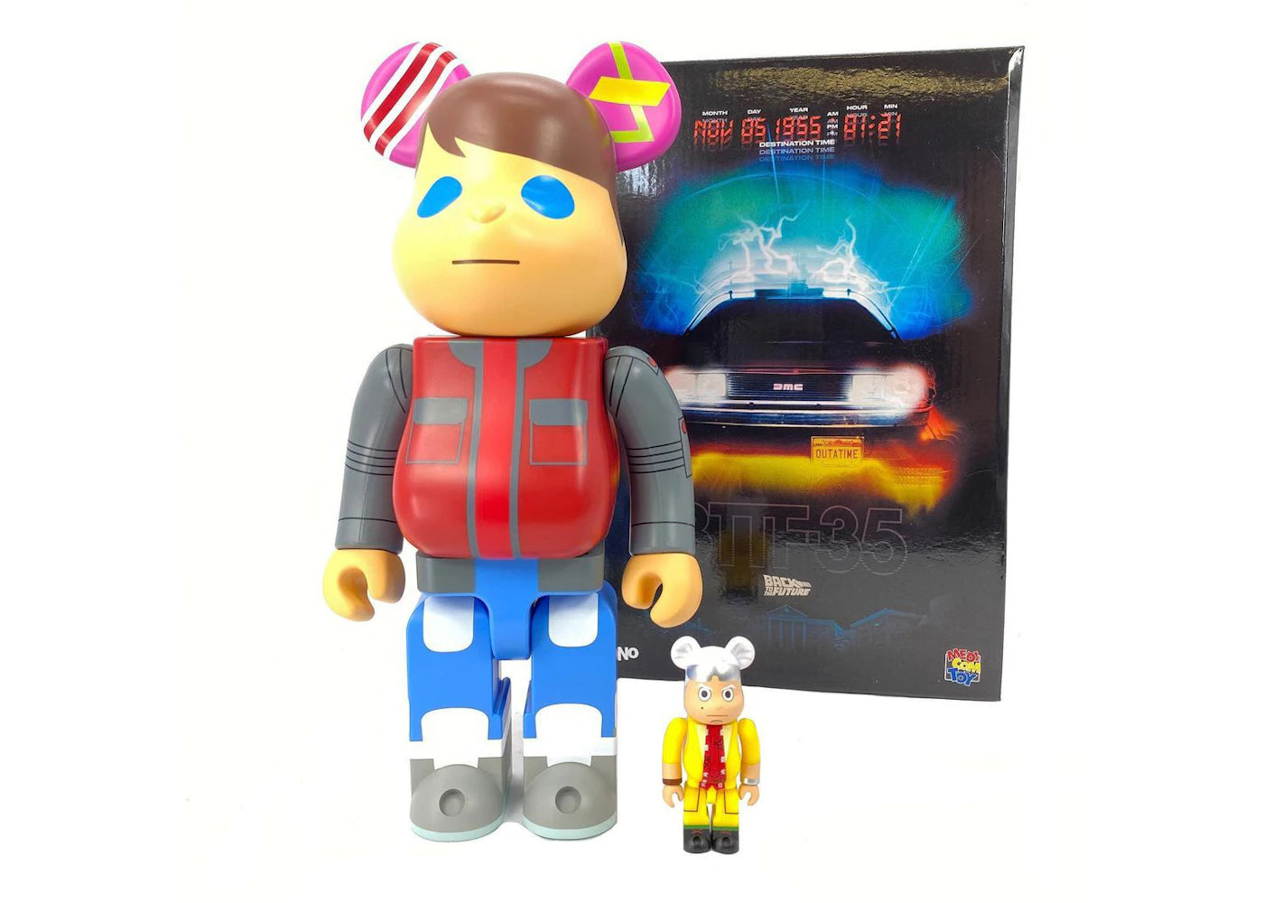 Bearbrick kaNo x Medicom Back to The Future Designer Con Marty and Doc 100% & 400% Set