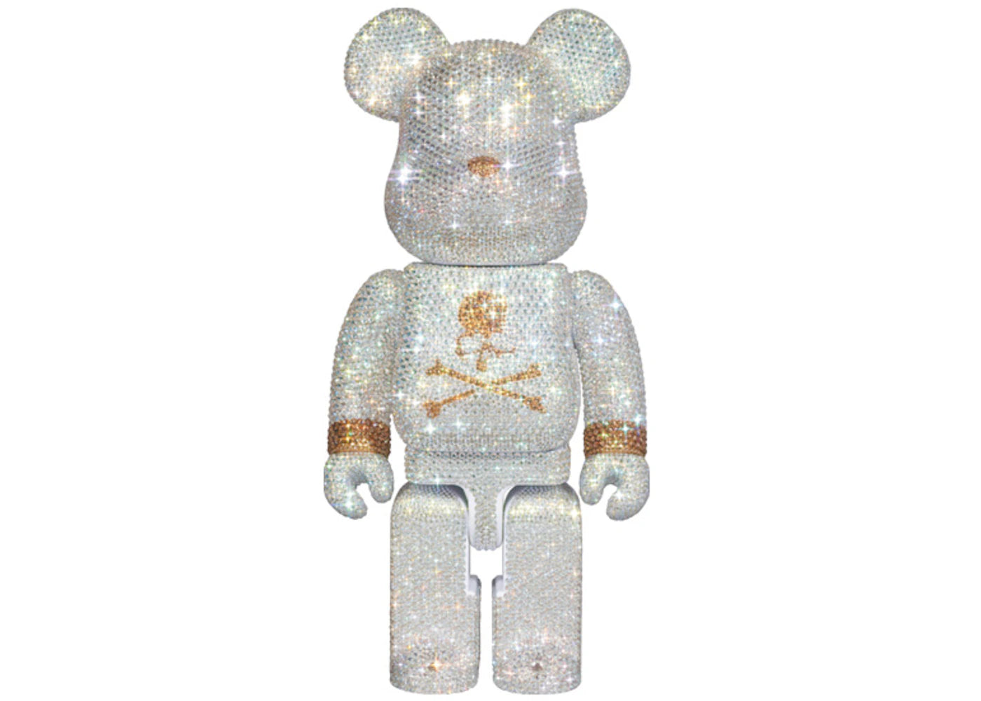 Bearbrick x mastermind JAPAN Crystal Decorate 400% White & Gold Ver.