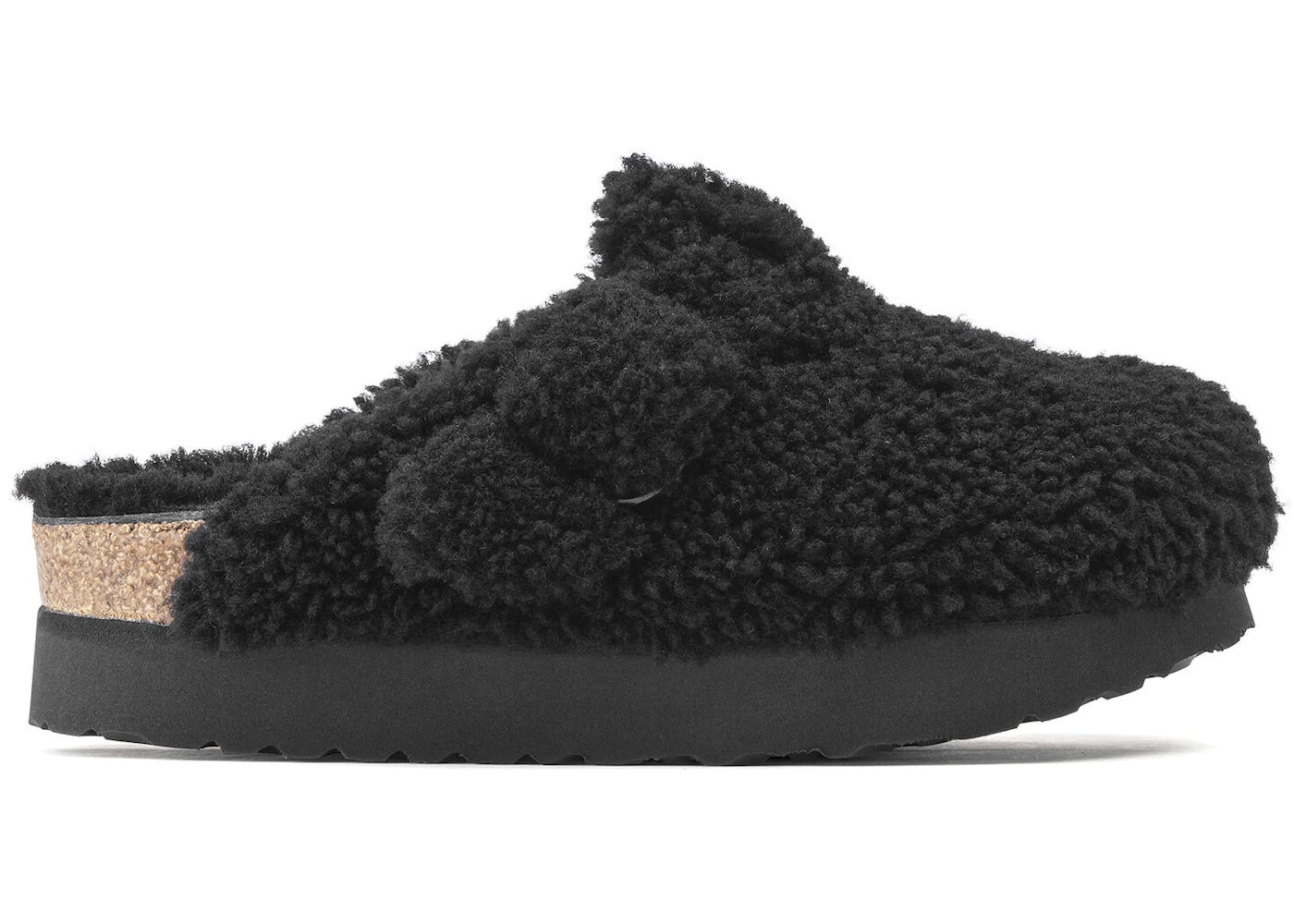 Birkenstock Boston Big Buckle Shearling Teddy Black