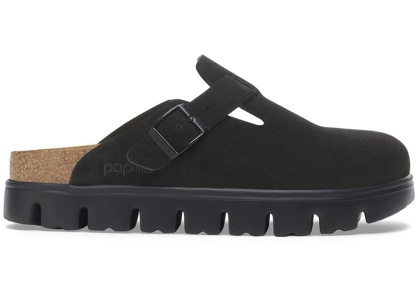 Birkenstock Boston Chunky Suede Black Black Sole (Narrow) (Women's)