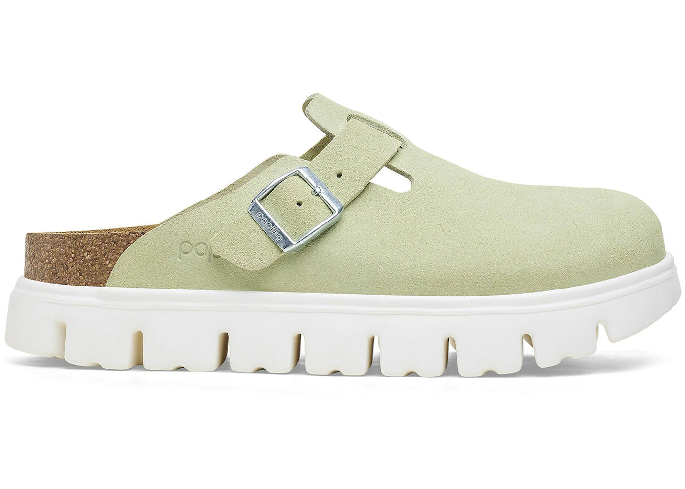 Birkenstock Boston Chunky Suede Faded Lime (Narrow) (Women's)