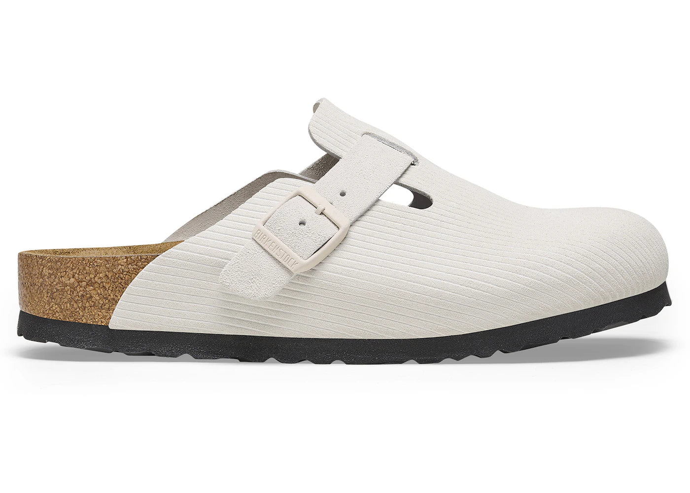 Birkenstock Boston Embossed Corduroy Suede Antique White