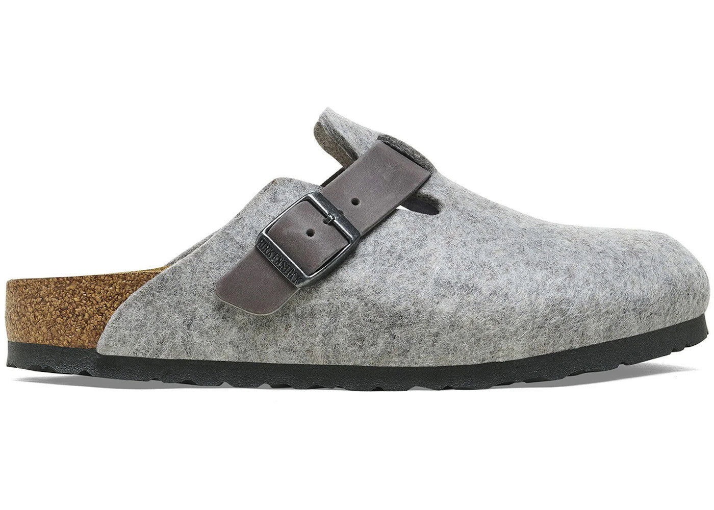 Birkenstock Boston Natural Leather-Felt Light Gray