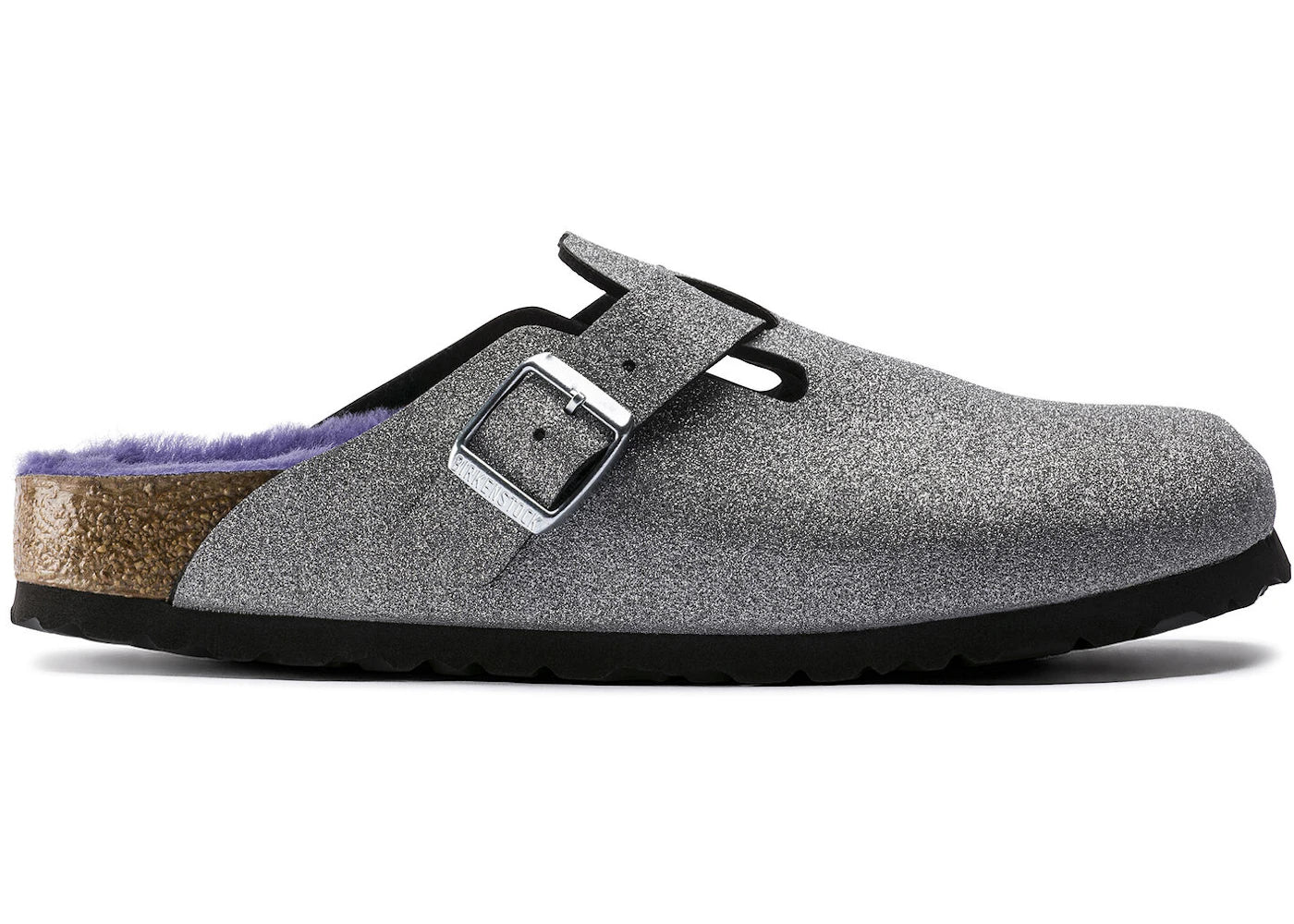 Birkenstock Boston Shearling Birko-Flor Glitter Dust Silver