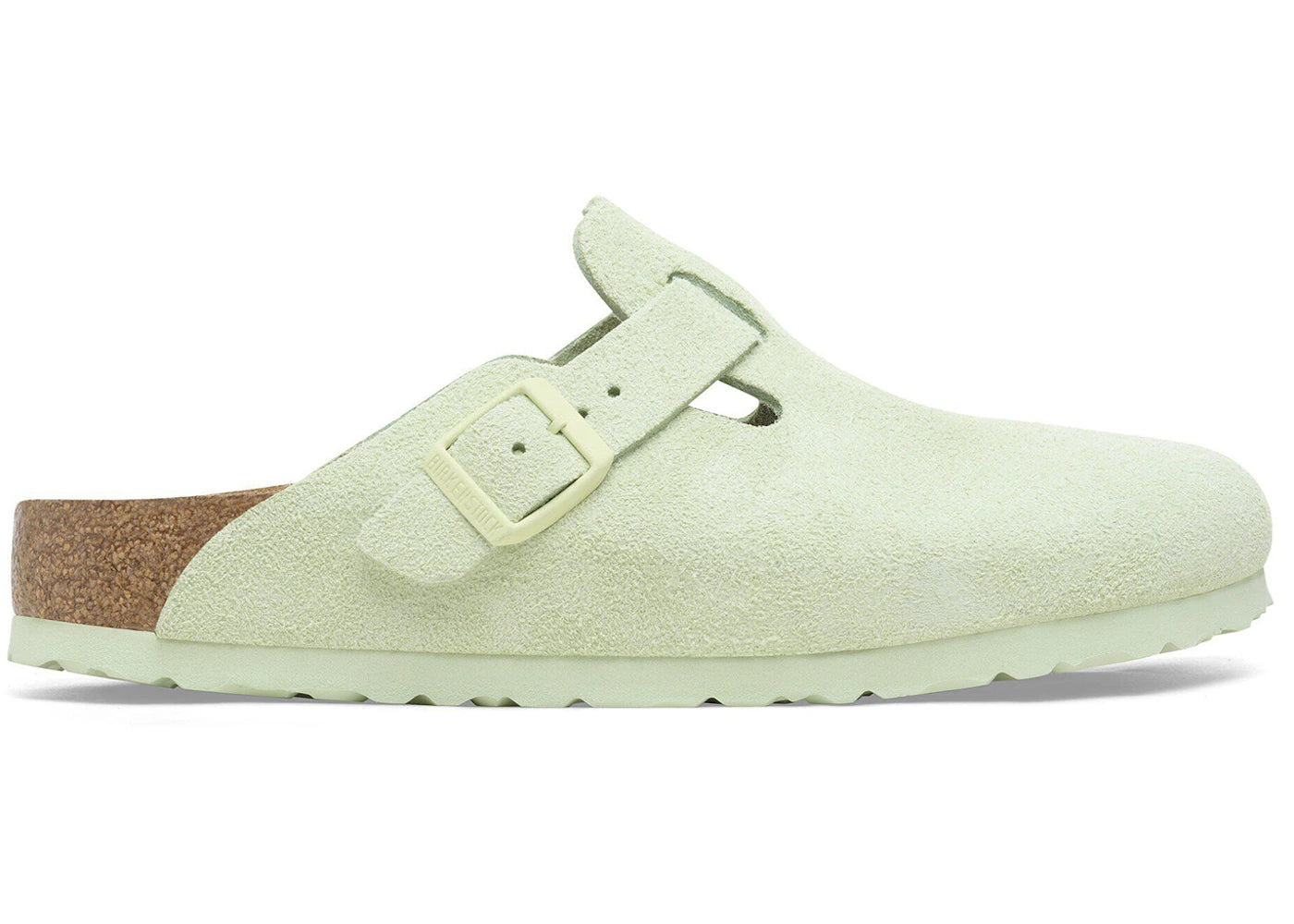 Birkenstock Boston Soft Footbed Suede Faded Lime