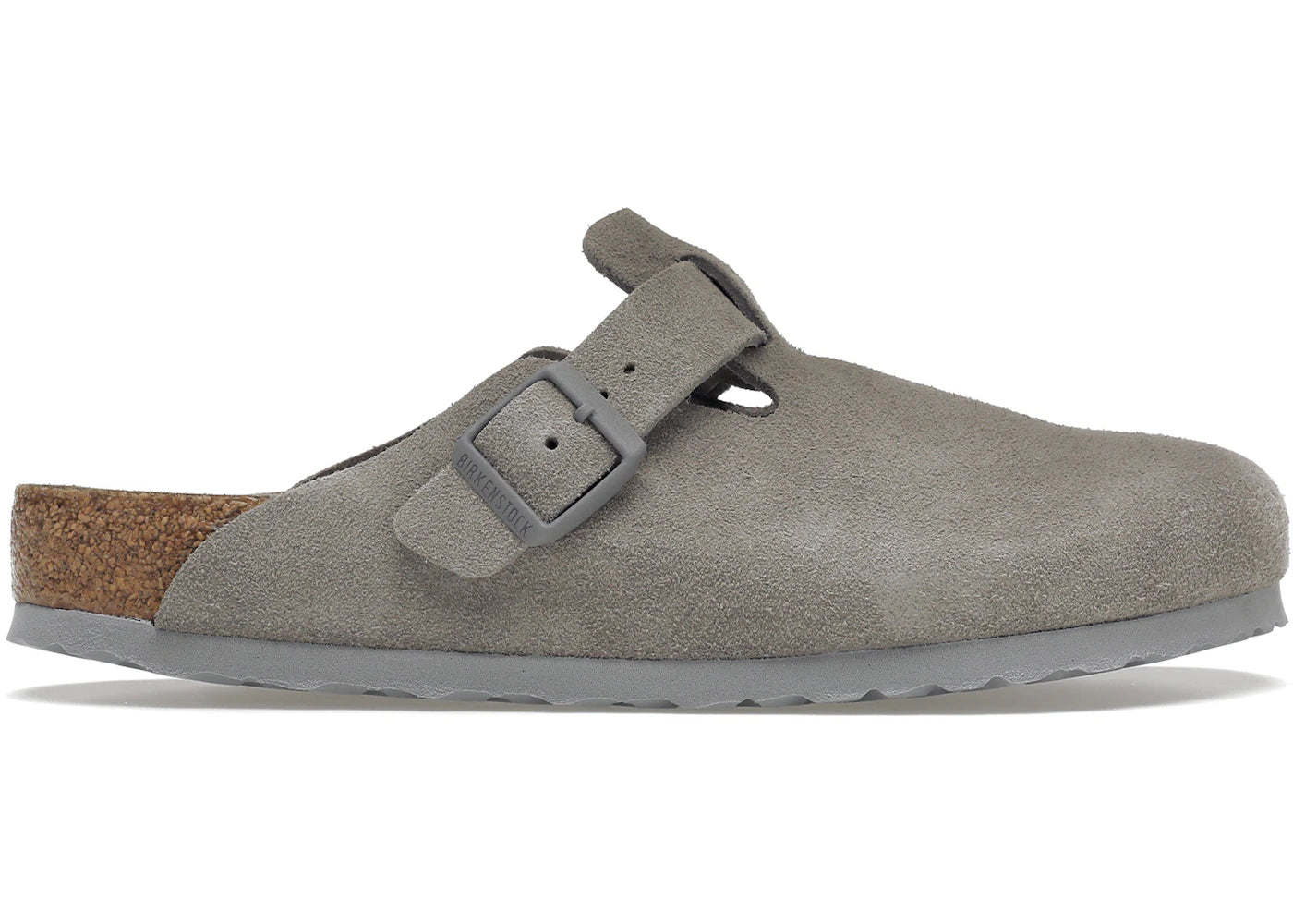 Birkenstock Boston Soft Footbed Suede Stone Coin