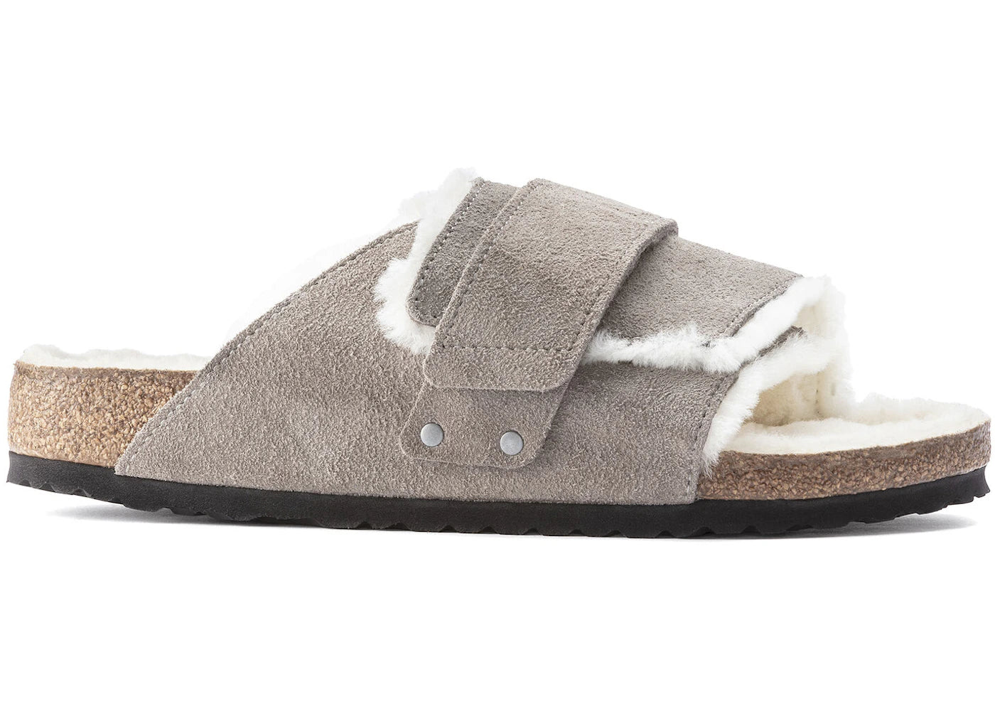 Birkenstock Kyoto Shearling Suede Stone Coin