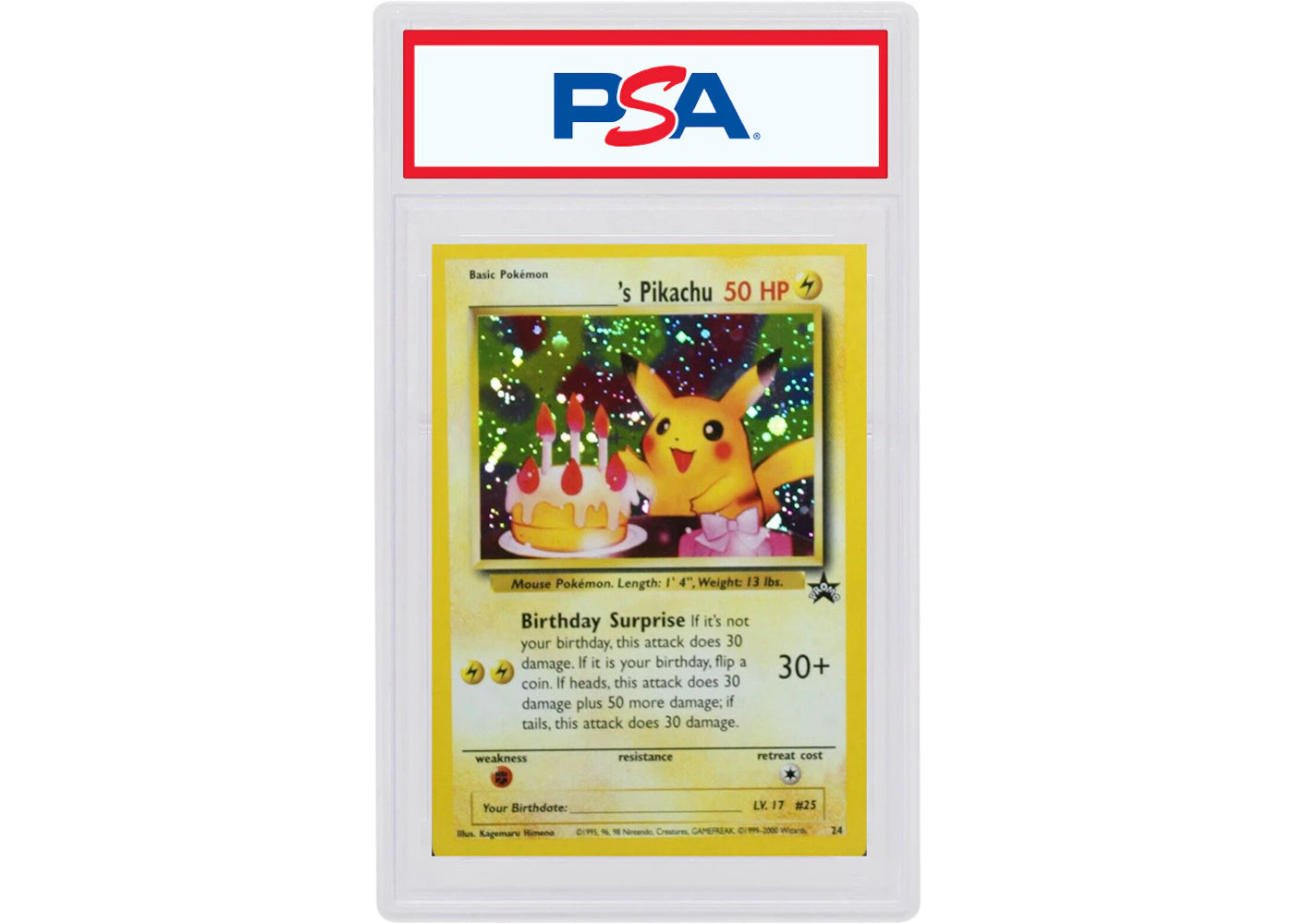 Birthday Pikachu 2001 Pokemon TCG Black Star Promo Holo #24 (PSA or BGS Graded)