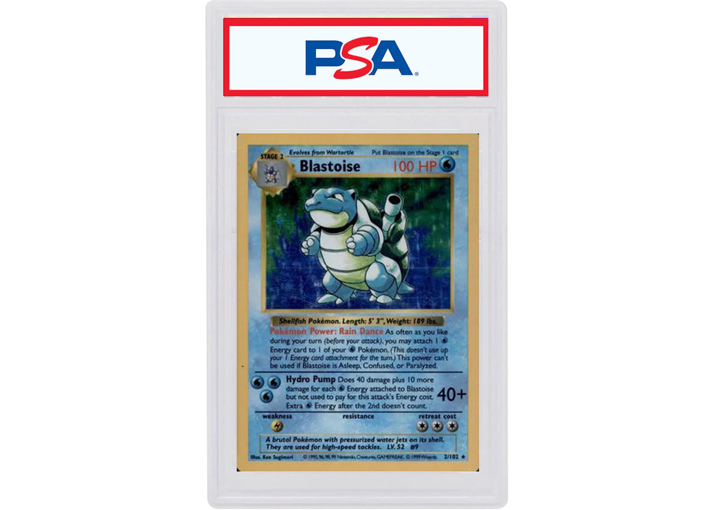 Blastoise Holo 1999 Pokémon Base Set Shadowless #2/102 (PSA or BGS Graded)