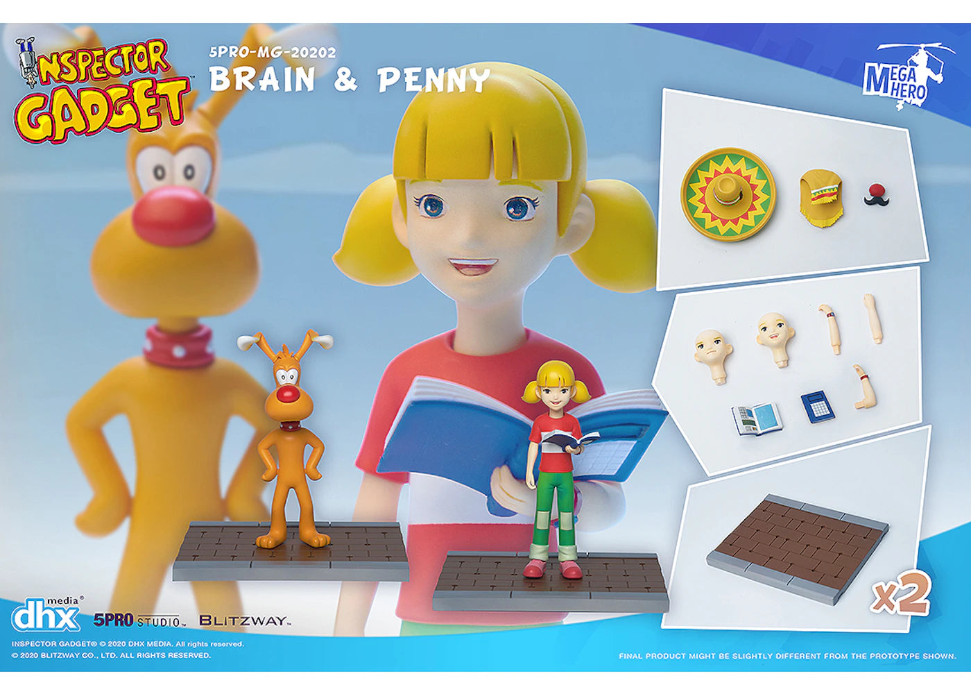 Blitzway 5Pro Studio Mega Hero Inspector Gadget Brain And Penny Set of 2 Figures Multi