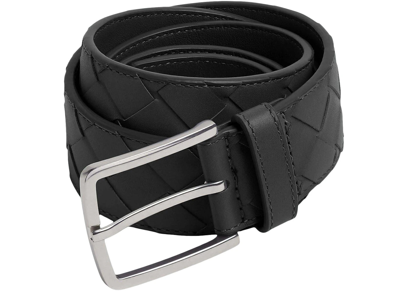 Bottega Veneta Intrecciato Leather Belt Black