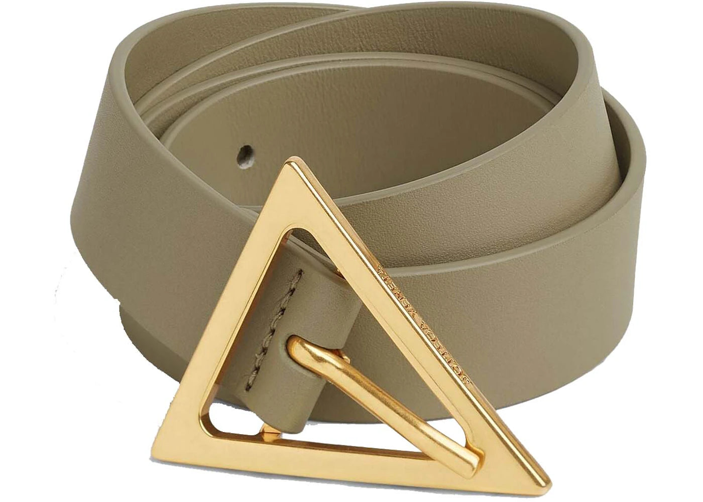 Bottega Veneta Triangular Buckle Belt Taupe/Gold