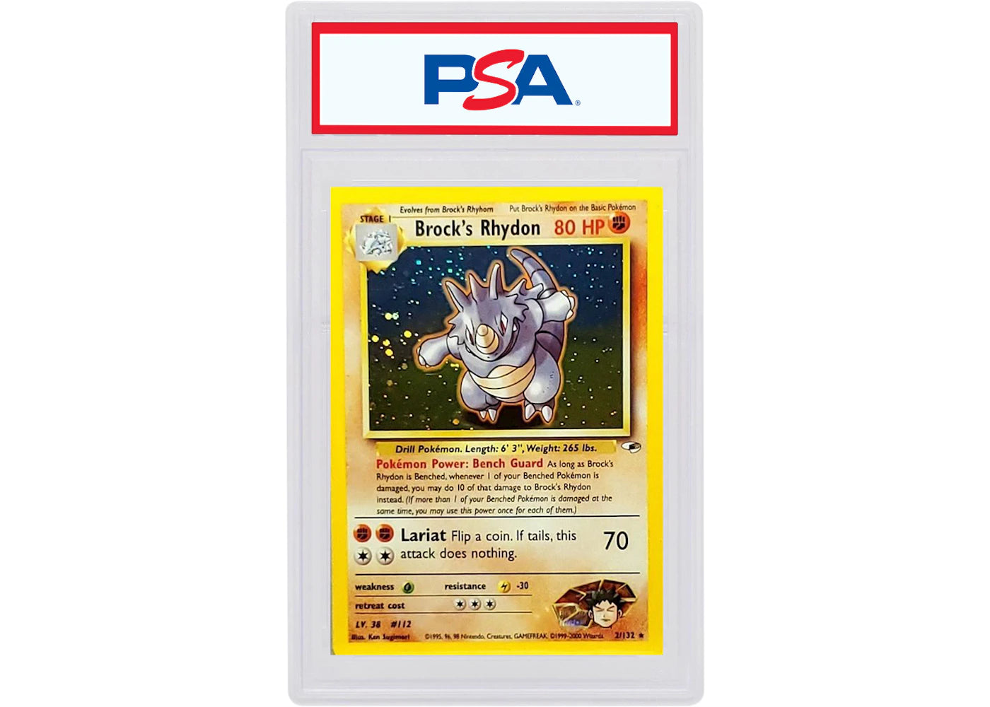 Brock's Rhydon-Holo 2000 Pokemon TCG Gym Heroes #2/132 (PSA or BGS Graded)