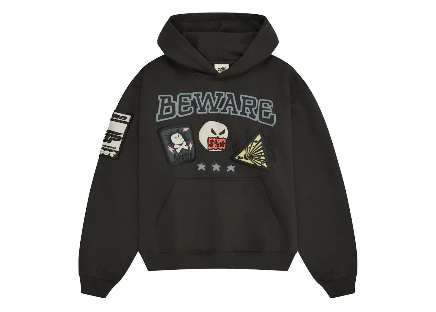 Broken Planet Beware Hoodie Black - Side Kicks