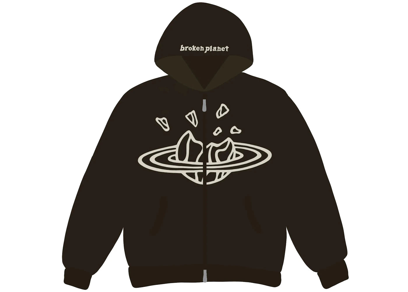 Broken Planet Zip Up Hoodie Grey