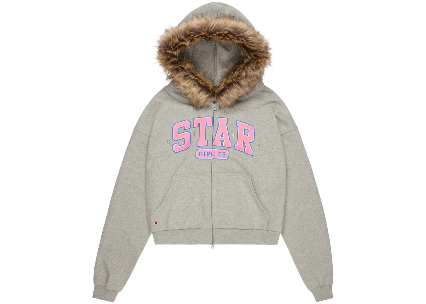 Broken Planet Stargirl University Fur Zip-Up Hoodie Heather Grey