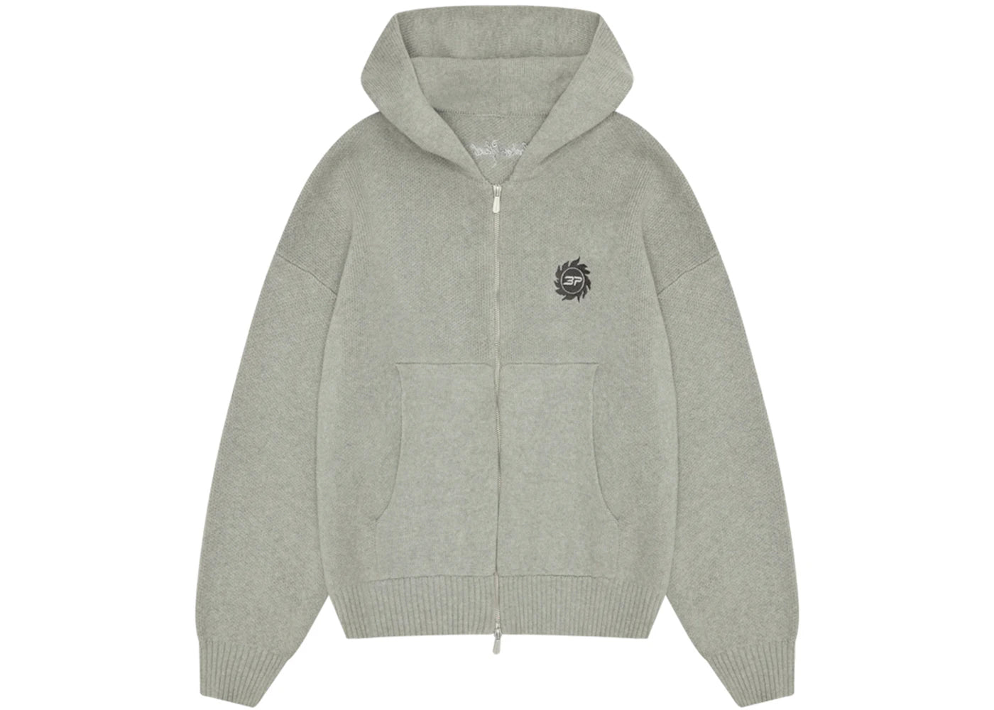 Broken Planet Sun Logo Knit Zip-Up Hoodie Heather Grey