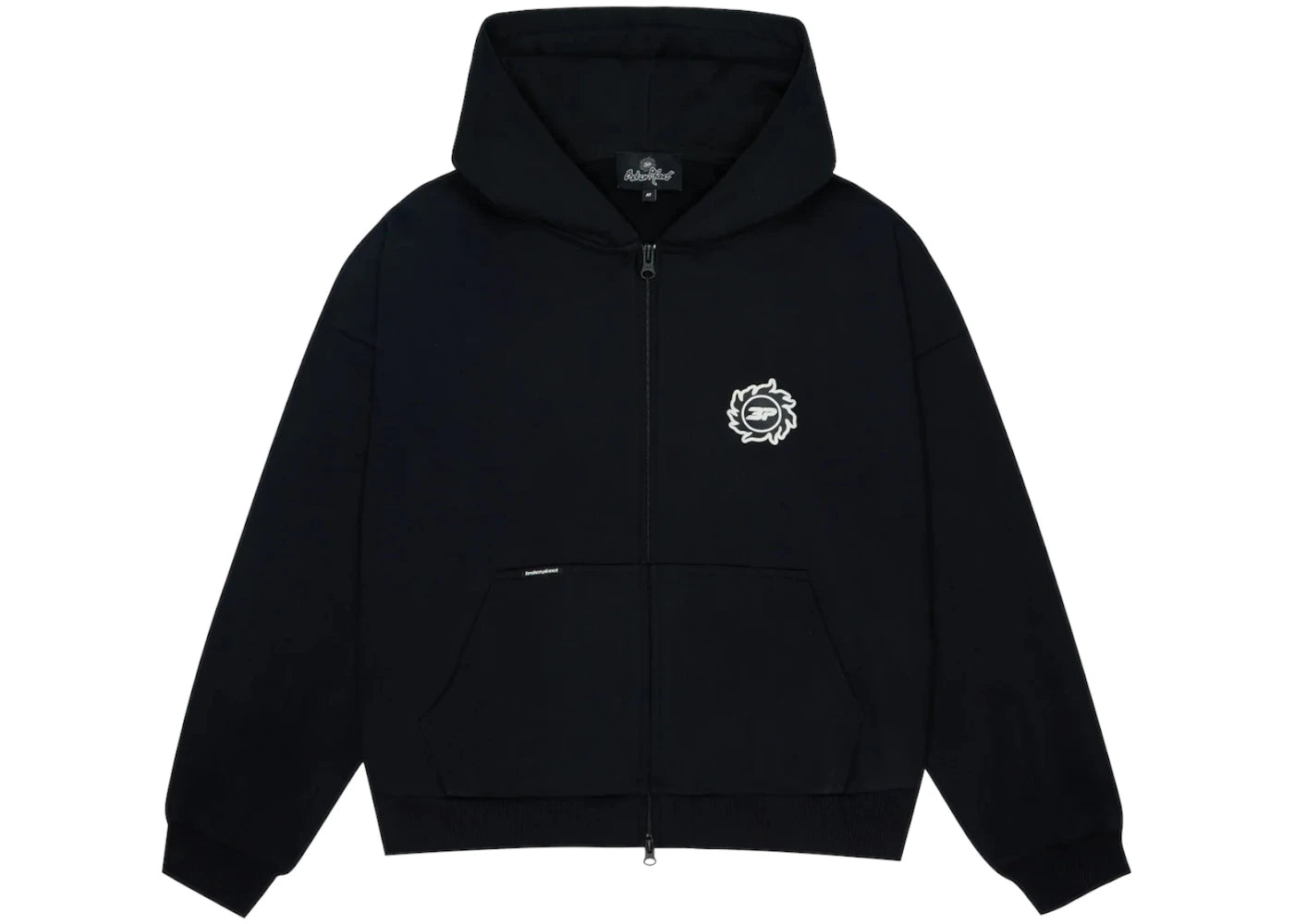 Broken Planet Sun Logo Zip-Up Hoodie Midnight Black