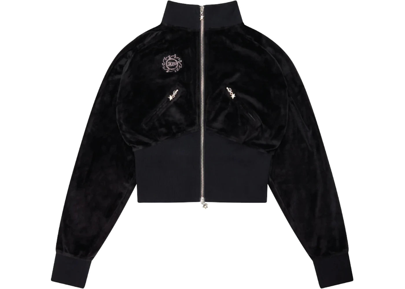 Broken Planet Women's Star Girl Velour Track Jacket Midnight Black