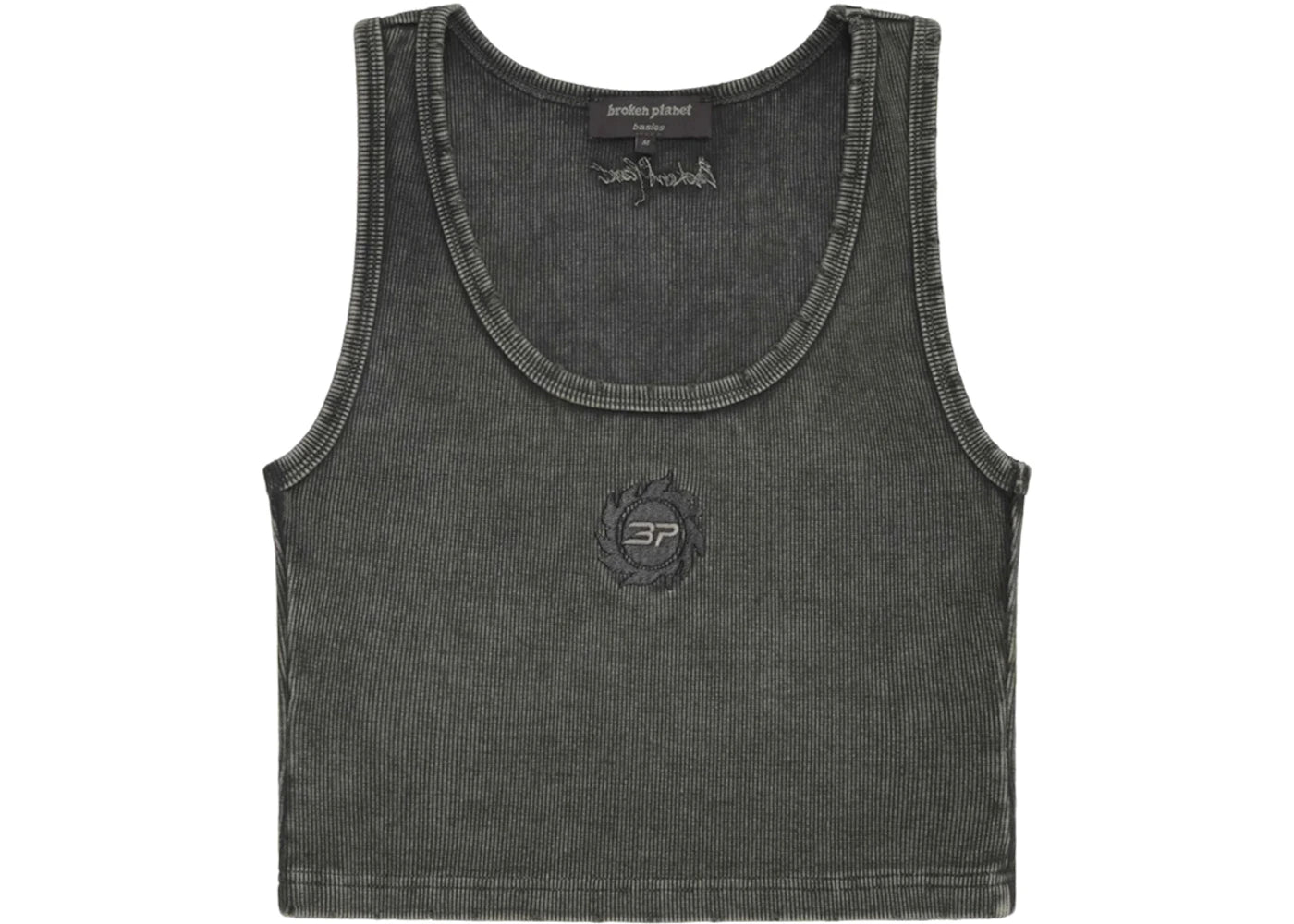 Broken Planet Women's Washed Ribbed Tank Top Washed Soot Black