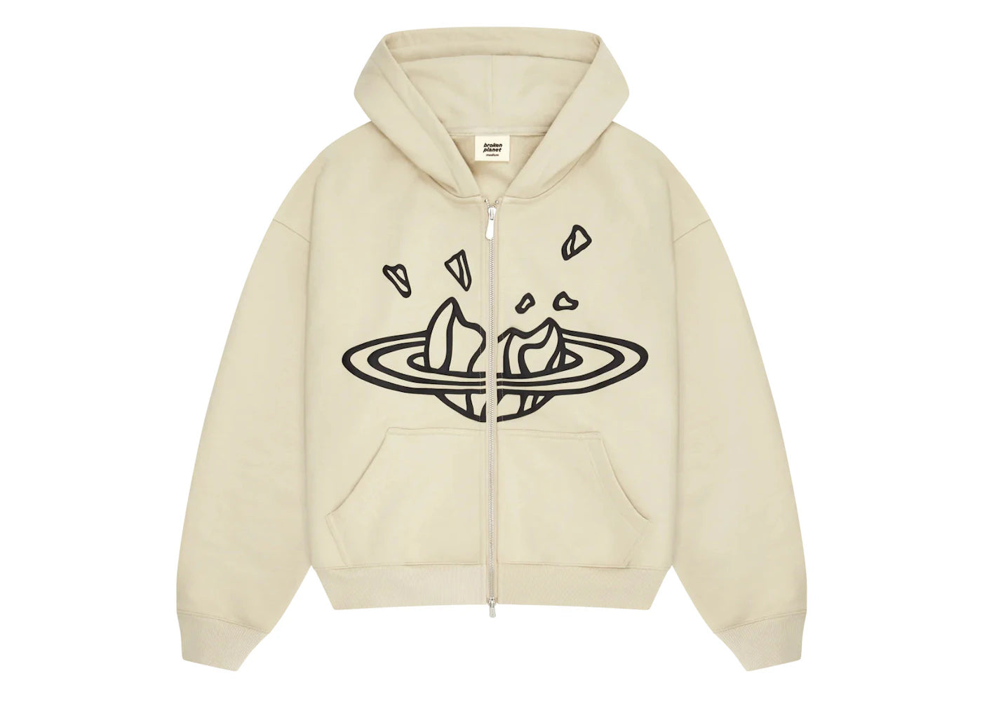 Broken Planet Zip Up Hoodie Bone White