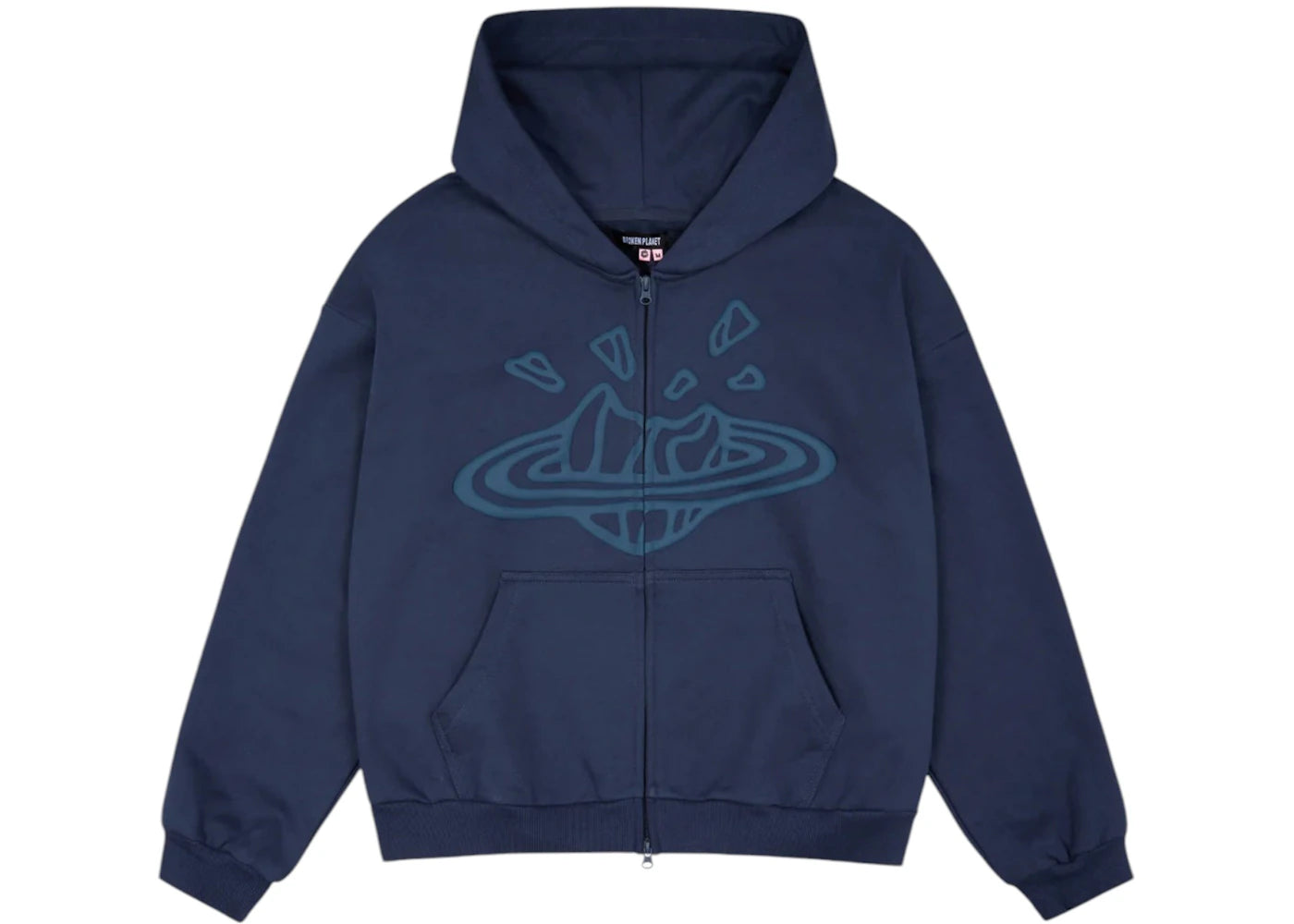 Broken Planet Zip-Up Hoodie Deep Navy