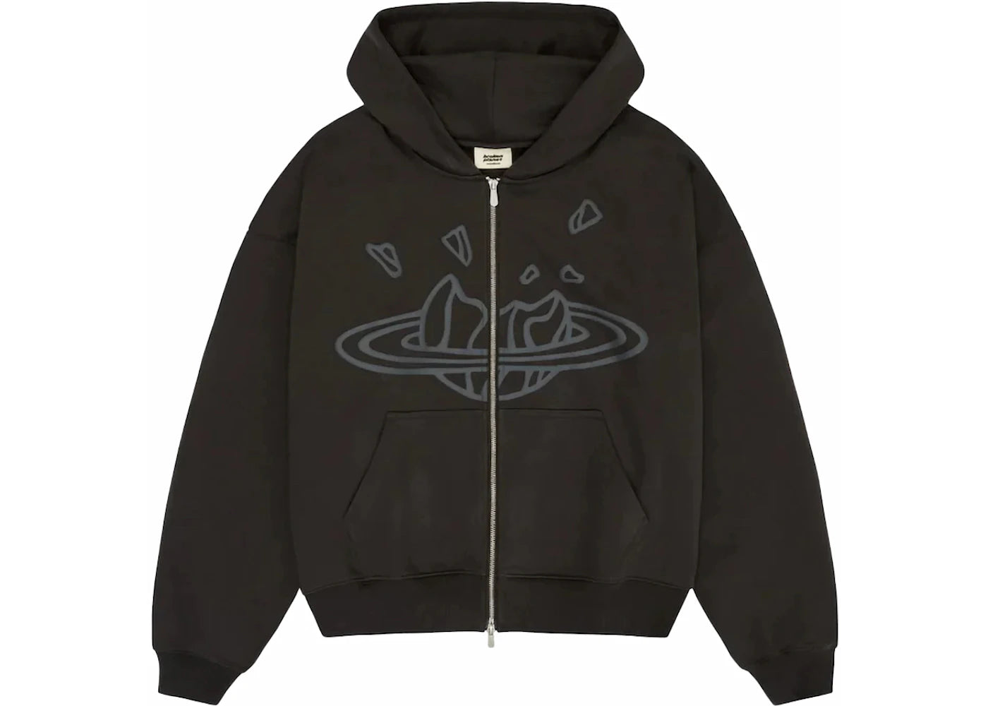 Broken Planet Zip Up Hoodie Soot Black