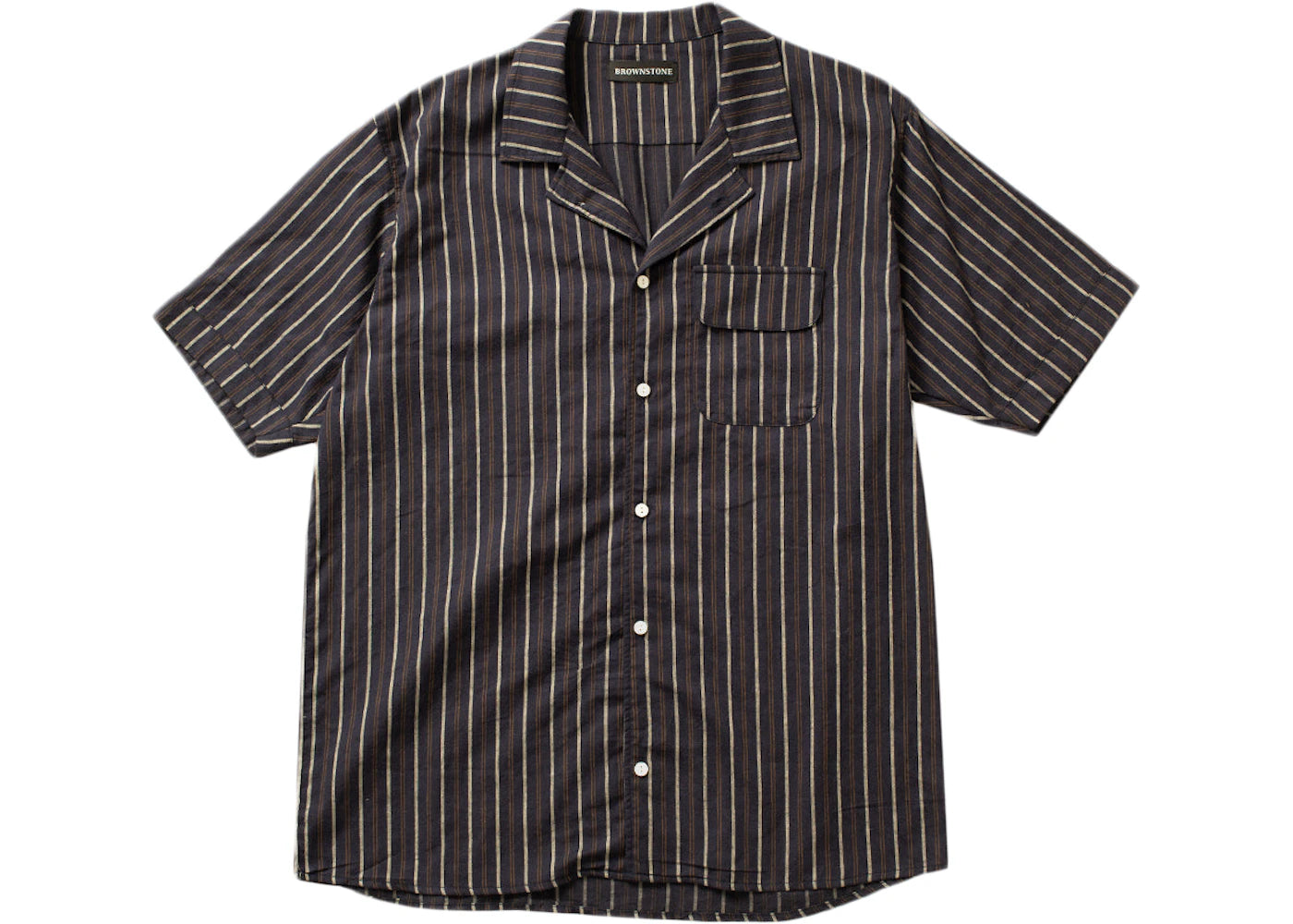 Brownstone Striped Club Collar Shirt Navy